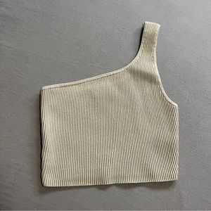 Aritzia Babaton Sculpt Knit One-Shoulder Cropped Tank